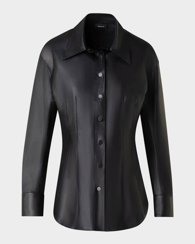 Nappa Leather Fitted Blouse